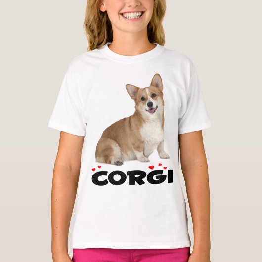 Pembroke Welsh Corgi Puppy Dog Red Love Girls Tシャツ (正面)