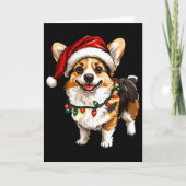 Pembroke Welsh Corgi Santa Christmas Tree Lights X カード (正面)