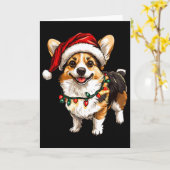 Pembroke Welsh Corgi Santa Christmas Tree Lights X カード (黄色い花)