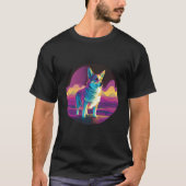 Pembroke Welsh Corgi Synthwave 80s Retrowave Aesth Tシャツ (正面)