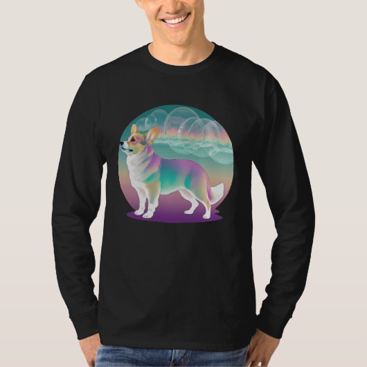 Pembroke Welsh Corgi Vaporwave Retrowave Aesthetic Tシャツ (正面)