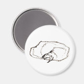 Pen and Ink Art Sleeping Cat Drawing マグネット (正面/裏面)