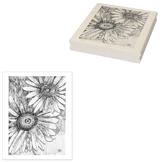 Pen and Ink Daisies ラバースタンプ (押印)