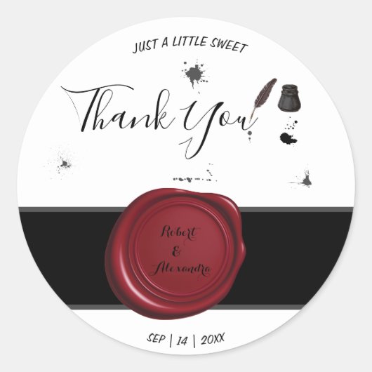 Pen & Inkwell Thanks for 来's結婚 ラウンドシール (正面)