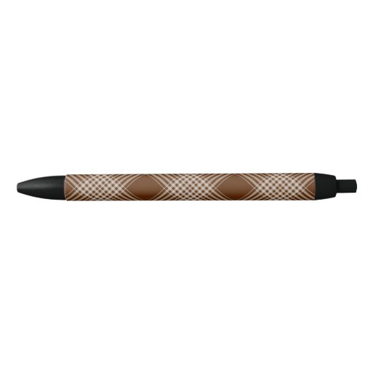 Pen Office and School Pen Brown & White Plaid 青ボールペン (正面)
