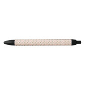 Pen with a light pink floral pattern 黒ボールペン (正面)