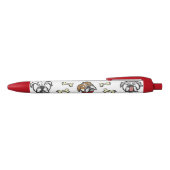 Pen with english bulldog pattern 黒ボールペン (トップ)