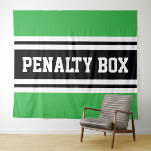 PENALTY BOX クールな明るい緑 黒 白 ストライプ タペストリー