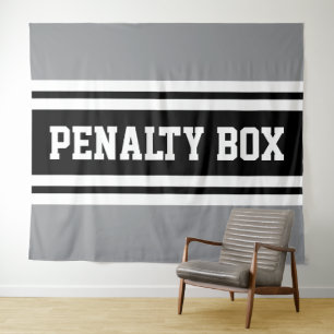 PENALTY BOX クール スポーティ ブラック ホワイト グレー ストライプ タペストリー