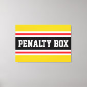 PENALTY BOX 明るい黄色 赤 黒 白 ストライプ キャンバスプリント (正面)