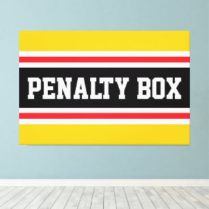 PENALTY BOX 明るい黄色 赤 黒 白 ストライプ キャンバスプリント