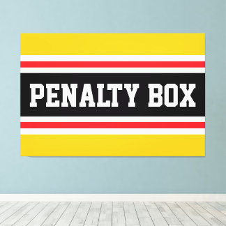 PENALTY BOX 明るい黄色 赤 黒 白 ストライプ キャンバスプリント