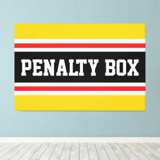 PENALTY BOX 明るい黄色 赤 黒 白 ストライプ キャンバスプリント (インサイチュ (ウッドフロア))