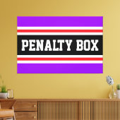 PENALTY BOX 黒 白 明るい紫のストライプ キャンバスプリント (インサイチュ (リビング))