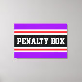 PENALTY BOX 黒 白 明るい紫のストライプ キャンバスプリント (正面)