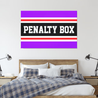 PENALTY BOX 黒 白 明るい紫のストライプ キャンバスプリント