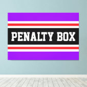 PENALTY BOX 黒 白 明るい紫のストライプ キャンバスプリント (インサイチュ (ウッドフロア))