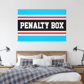 PENALTY BOX 黒 白 鮮紅 青 ストライプ キャンバスプリント (インサイチュ (寝室))