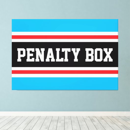 PENALTY BOX 黒 白 鮮紅 青 ストライプ キャンバスプリント (インサイチュ (ウッドフロア))