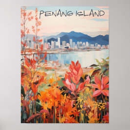 Penang Malaysia Travel City Painting Aesthetic ポスター