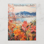 Penang Malaysia Travel City Painting Aesthetic ポストカード (正面)