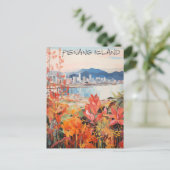 Penang Malaysia Travel City Painting Aesthetic ポストカード (スタンド正面)