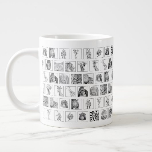 Pencil Animal Collection Mug - Tiled Horizontal ジャンボコーヒーマグカップ (左)