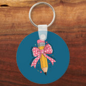 Pencil Coquette Bow Test Day Teacher Motivational  キーホルダー (正面)