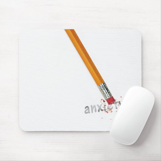 Pencil Eraser with Anxiety Text マウスパッド (マウス)