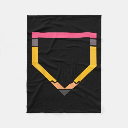Pencil Home Plate Baseball Lovers Boys Kids Back T フリースブランケット (正面)