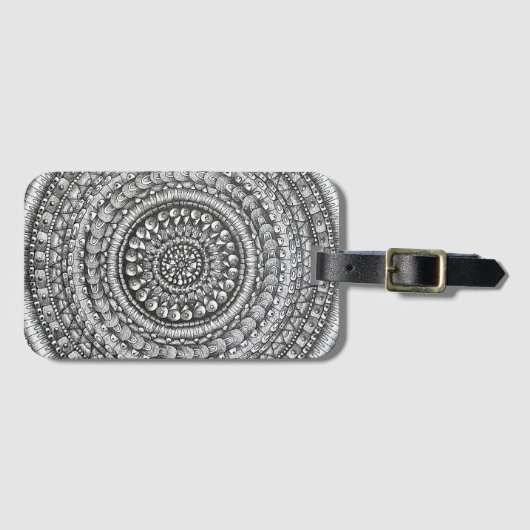 Pencil Original Art Mandala Design ラゲッジタグ (正面横)