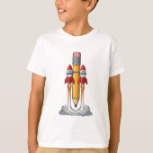 Pencil Rocket Blast Off Kids Tシャツ (正面)