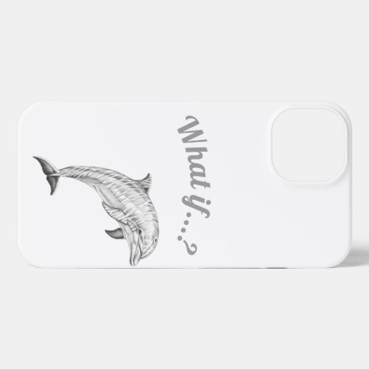Pencil Sketch Dolphin Curiosity Phone Case iPhoneケース (裏面横)