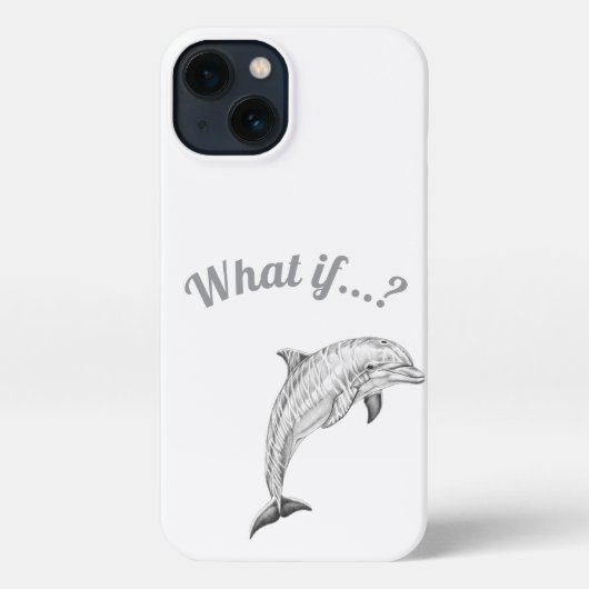 Pencil Sketch Dolphin Curiosity Phone Case iPhoneケース (裏面)