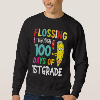 Pencil Student Senior Flossing Through 100 Days Of スウェットシャツ