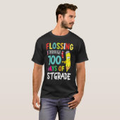 Pencil Student Senior Flossing Through 100 Days Of Tシャツ (正面フル)