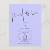 Pencil Usミニマル In Script Lavender日付を保存 案内ポストカード (正面)