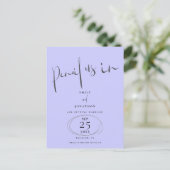 Pencil Usミニマル In Script Lavender日付を保存 案内ポストカード (スタンド正面)