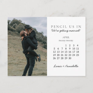 Pencil Us In Save the Date 2020年4月カレンダー ポストカード