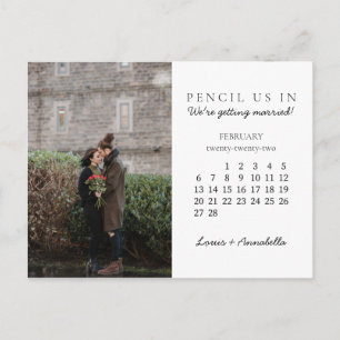 Pencil Us In Save the Date 2022年2月カレンダー ポストカード