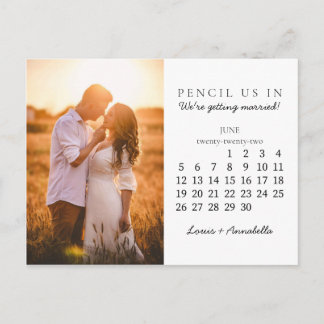 Pencil Us In Save the Date 2022年6月カレンダー ポストカード