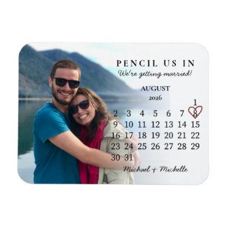 Pencil Us In Save the Date August 2026 Calendar マグネット