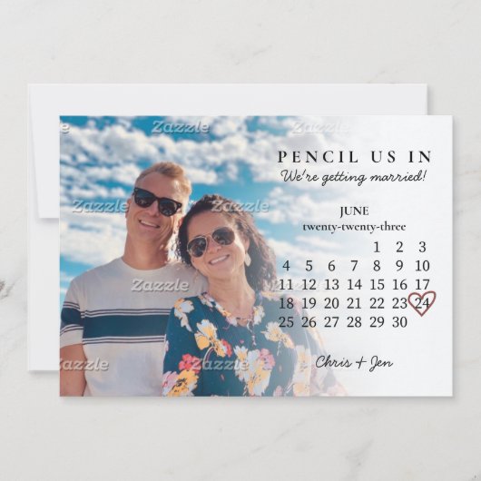 Pencil Us In Save the Date June 2023 Calendar Invi 招待状 (正面)