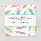 Pencilsカラフルスクールフツ先生指導 スクエア名刺 (正面)