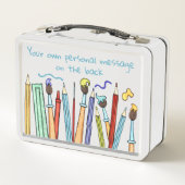 PencilsパーソナライズされたとPaintbrush Artist's メタルランチボックス (裏面)