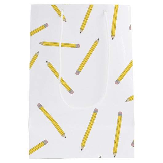 Pencils Down新学期供給開始日 ミディアムペーパーバッグ (裏面)