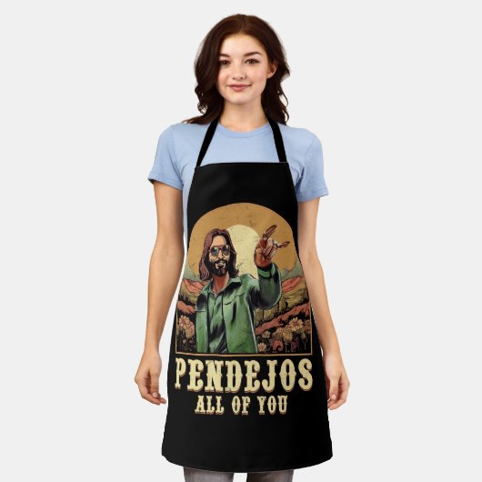 Pendejosすべてのあなたのイエス皮肉なユーモアのクリスティア エプロン (着用した状態)