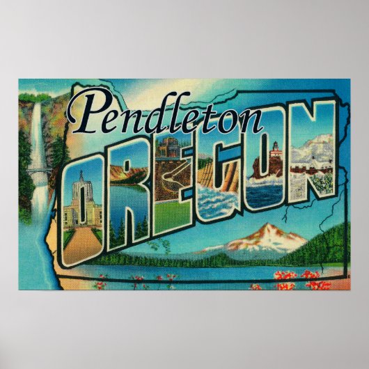 Pendleton,オレゴン – ラージレターのシーン ポスター (正面)