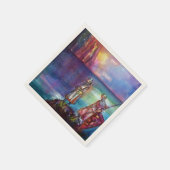 PENDRAGON中世の騎士、夕日の湖、ファンタジー スタンダードカクテルナプキン (角)