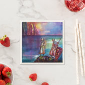 PENDRAGON中世の騎士、夕日の湖、ファンタジー スタンダードカクテルナプキン (インサイチュ)